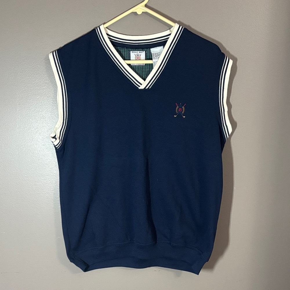 Bugle Boy Navy V-Neck Sweater Vest Large